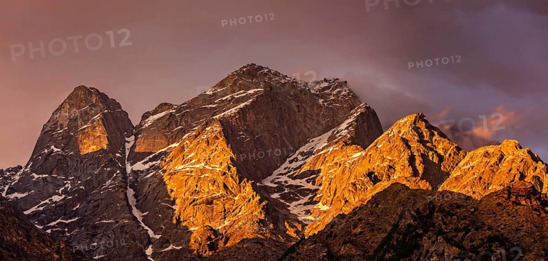 Himalayas mountains on sunset. Himachal Pradesh