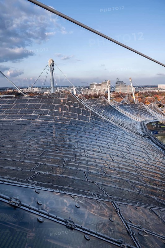 Supports and panels on the tent roof of the Olympic Stadium
