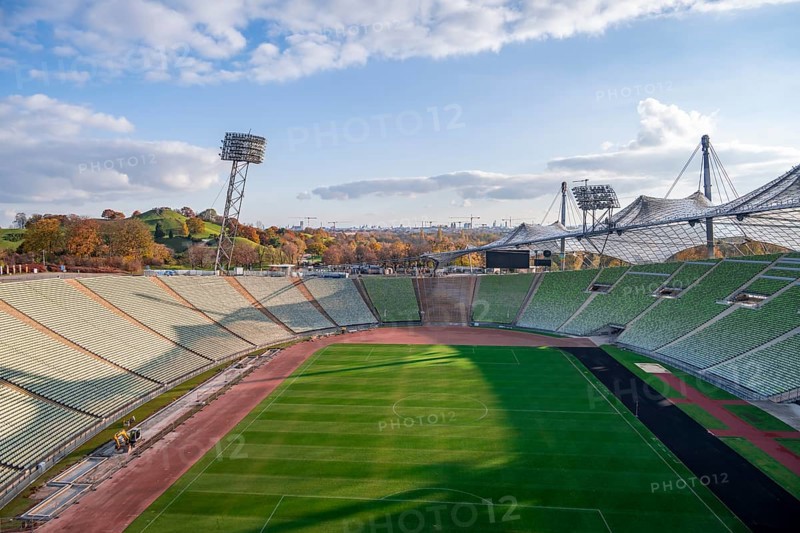 View over Olympic Stadium with football field