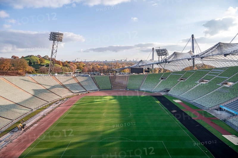 View over Olympic Stadium with football field