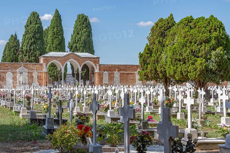 Graves with crosses and floral decorations