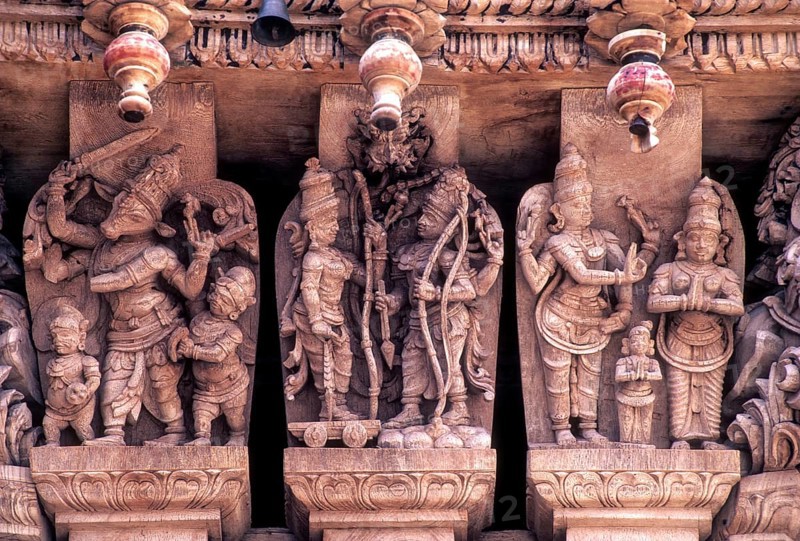 17 th century 350 years old wooden carvings in Meenakashi Sundareswarer temple's chariot at Madurai
