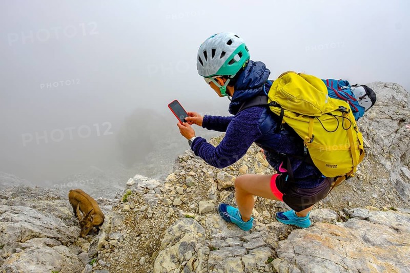 Mountaineer photographs an ibex