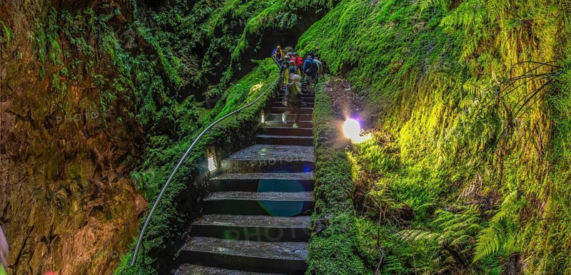 Inside the volcanic vent Algar do carvao Azores Terceira Portugal