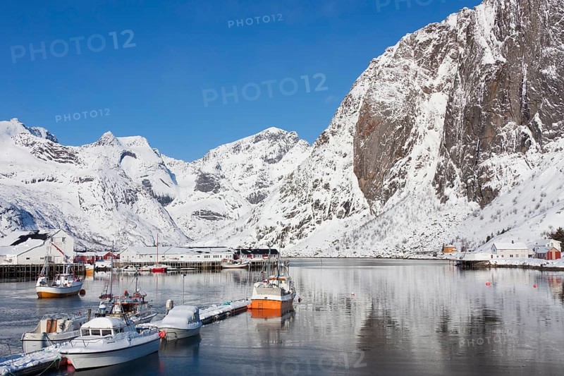 Fishing boats in Hamnoy harbour