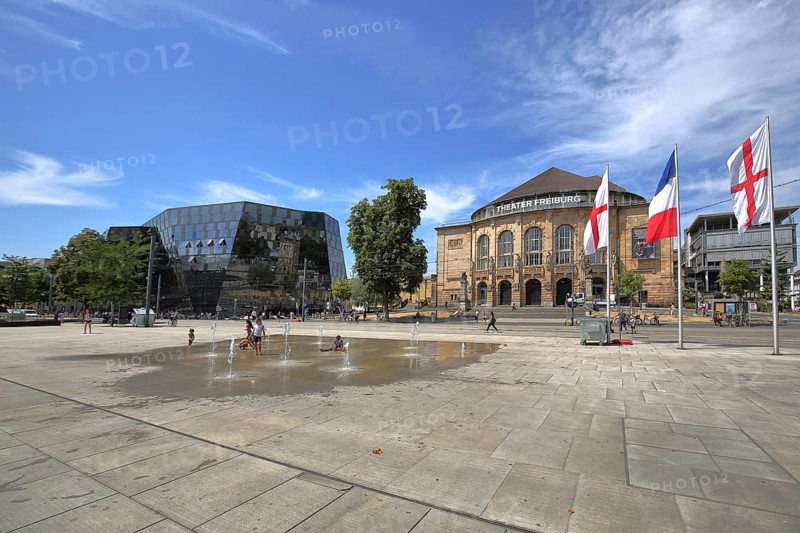 Square of the Old Synagogue with University Library and Theatre in Freiburg