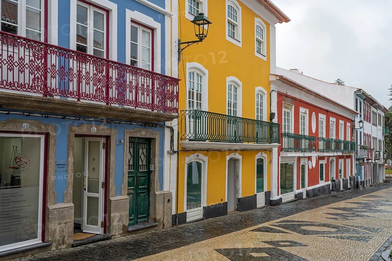 Street in Angra do Heroismo on Terceira Island Azores Portugal