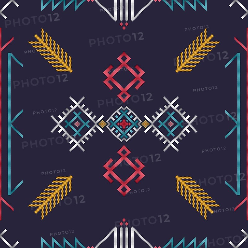 Traditional Berber embroidery seamless pattern