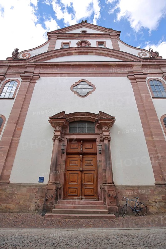 Portal of the Baroque Benedictine Church with Tail Gable in Villingen