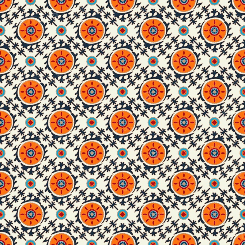 Uzbek Suzani traditional vector seamless pattern