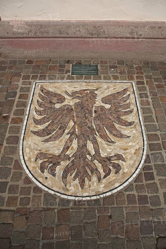 Floor mosaic as coat of arms of the Zaehringer dynasty in front of the town hall