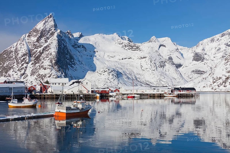 Fishing boats in Hamnoy harbour