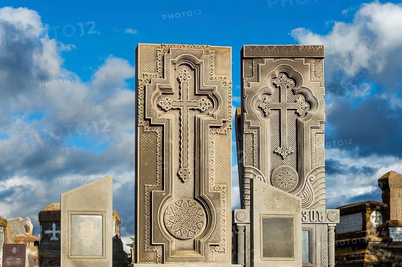 Medieval Khachkars carved memorial stele