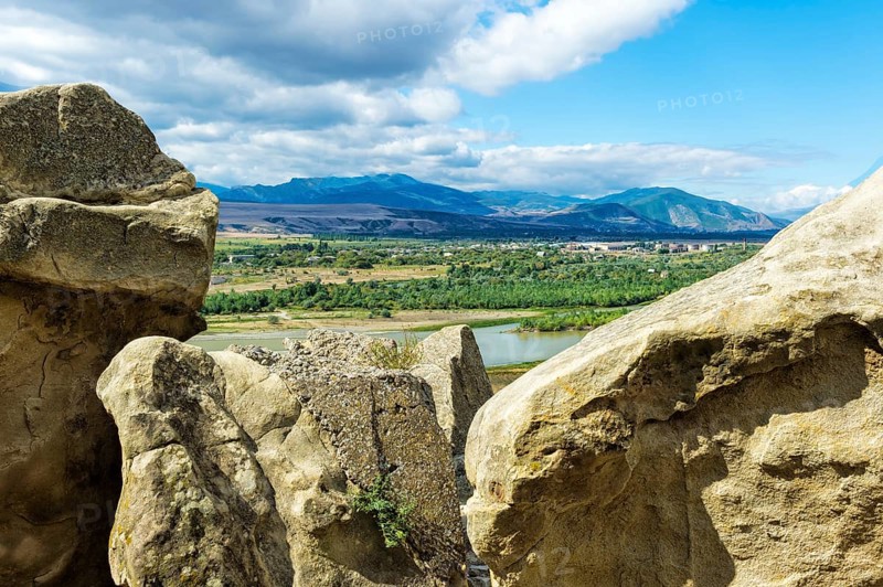 View over the Mtkvari River from the ramparts of the cave town of Uplistsikhe