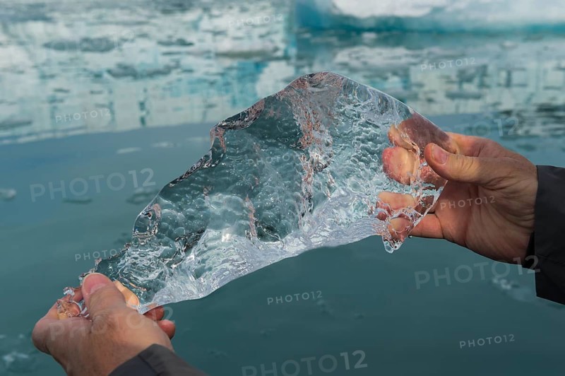 Holding a block of ice