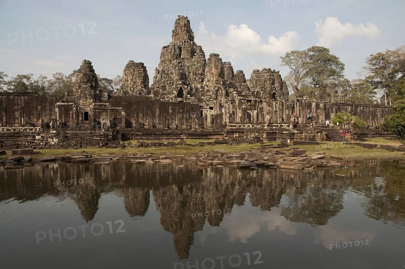 Reflection of the Khmer temple in the pond