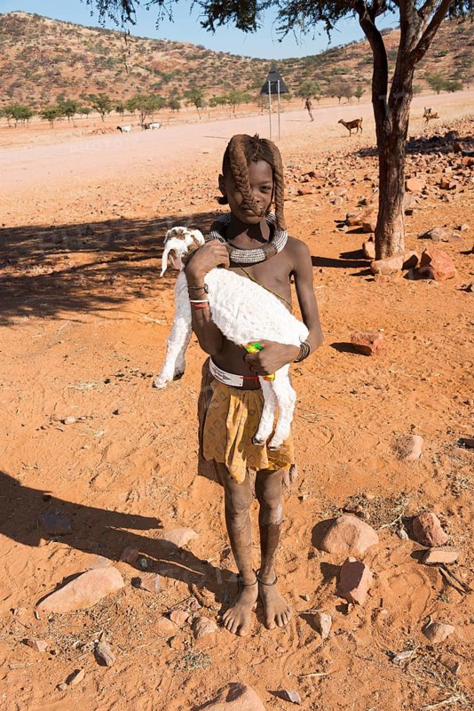 Himba child with goat