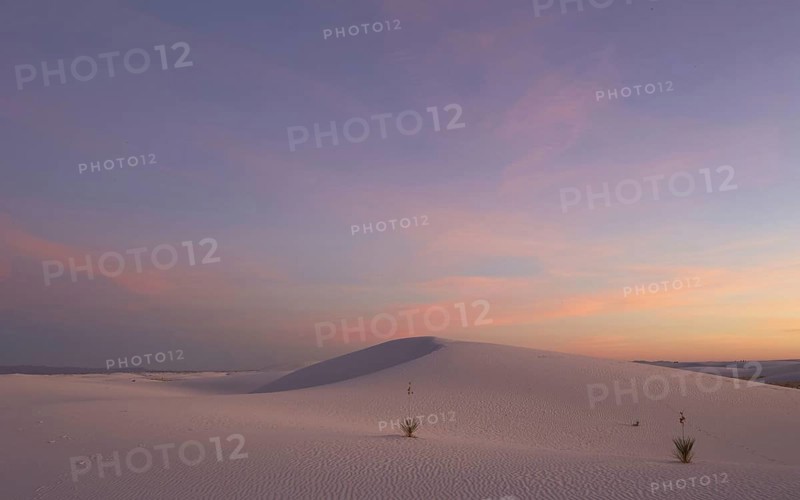 View of gypsum dunes at sunset