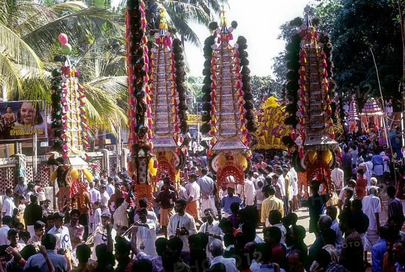 Kavadi Dancers in Thaipooyam Mahotsavam at Koorkancherry in Thrissur or Trichur
