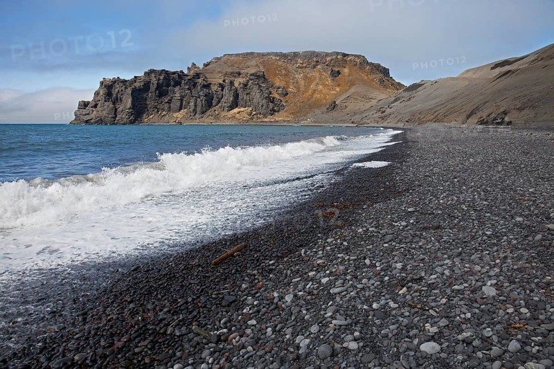 Black volcanic beach on Jan Mayen