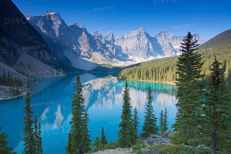 Glacial Moraine Lake in the Valley of the Ten Peaks