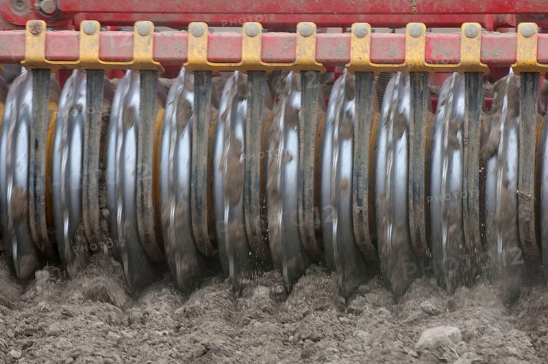 Close-up of disc harrows