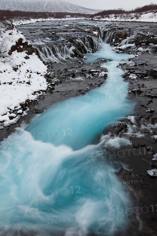 Bruarfoss Waterfall in Winter
