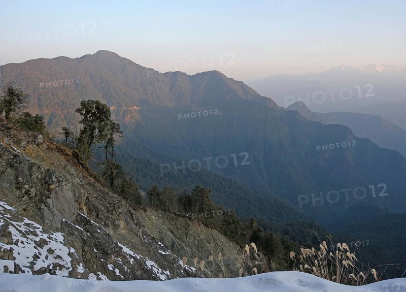 View from high up in the hills at dawn