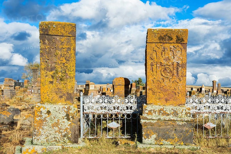 Medieval Khachkars carved memorial stele