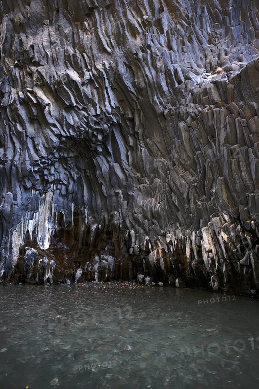 Lava rock in the river park Gole dell' Alcantara
