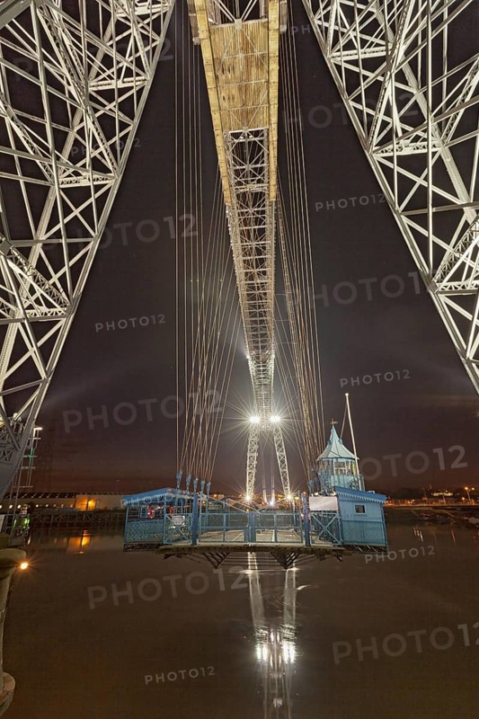 Transporter Bridge over the river at dusk