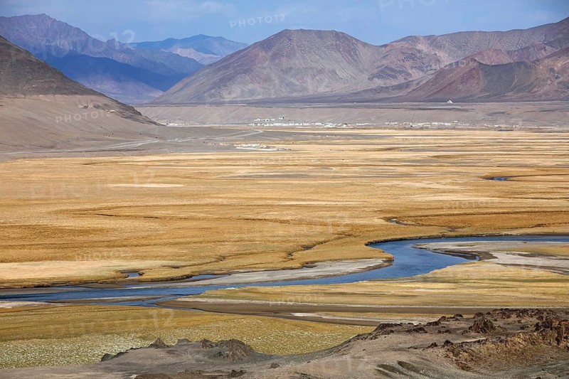 Valley of the Murghab River in Murghob District in the Pamir Mountains of the Gorno-Badakhshan Autonomous Region