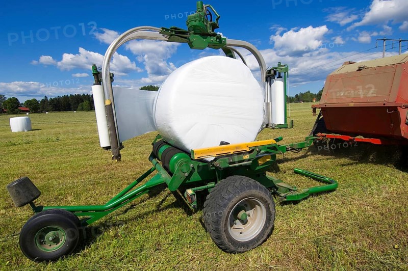 Plastic wrapped silage round bales