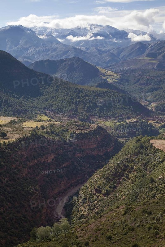 View of mountains and river gorge