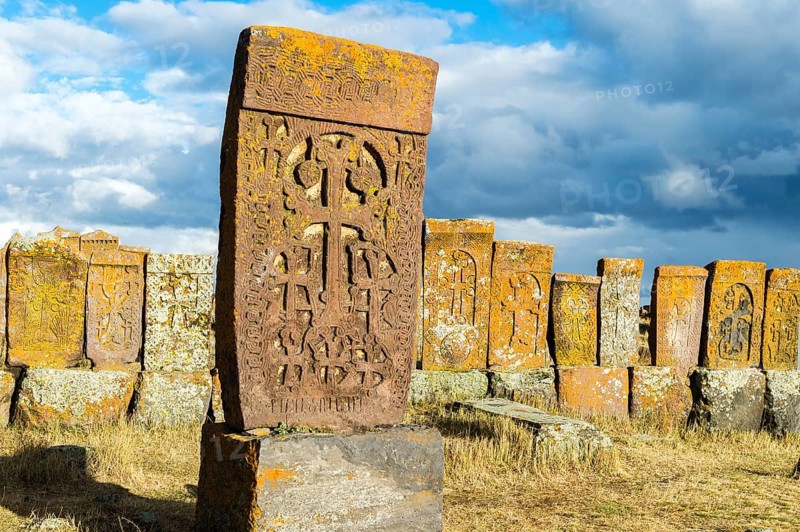 Medieval Khachkars carved memorial stele