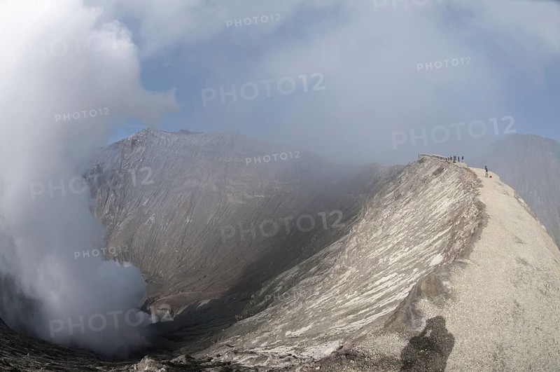 Smoke rising from volcanic crater