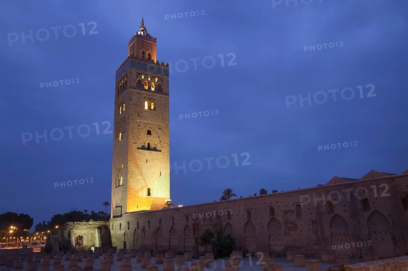 Mosque minaret in the city by night