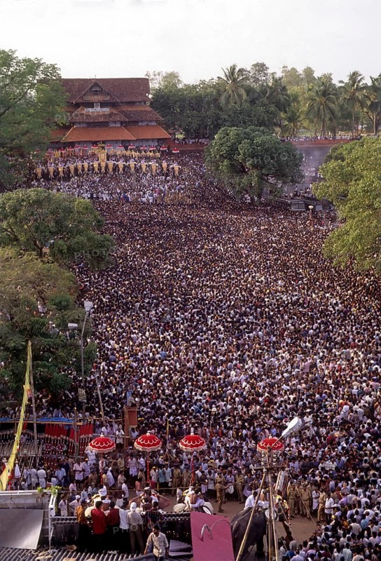 The eagerly awaited Changing of Umbrellas event or Kutamattam in Pooram festival
