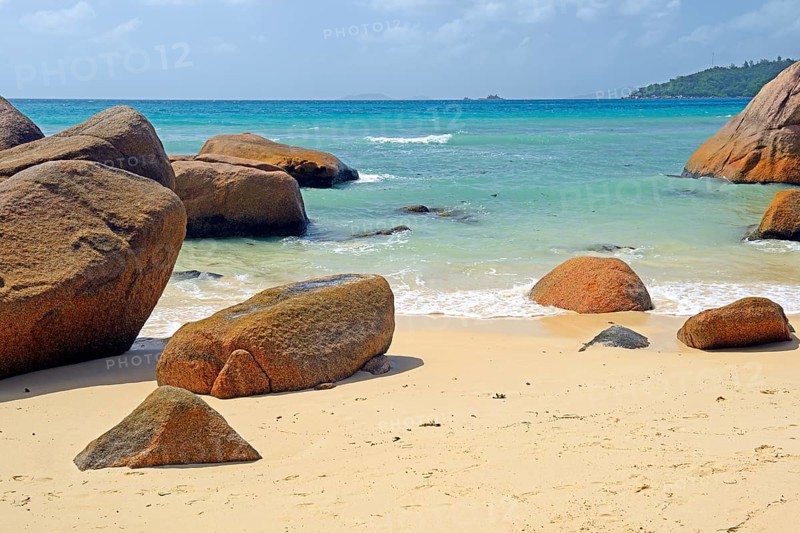 Beach and granite rocks of Anse Boudin