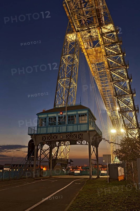 Transporter Bridge over the river at dusk