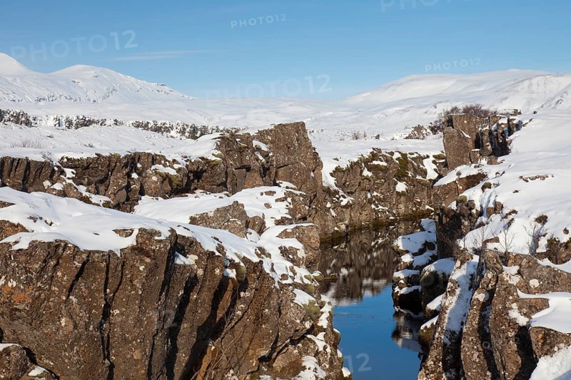 Nikulasargja Gorge in the snow in winter