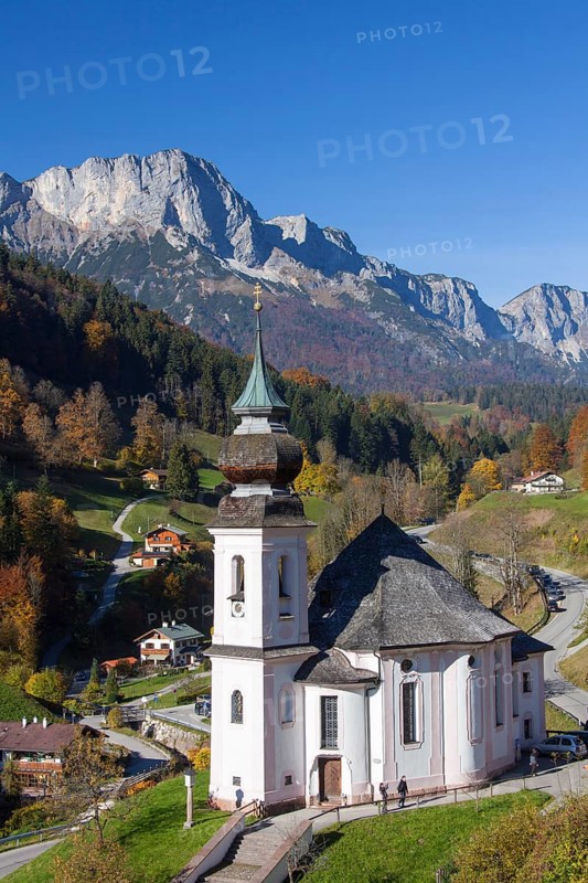 Pilgrimage church Maria Gern in autumn at Berchtesgaden