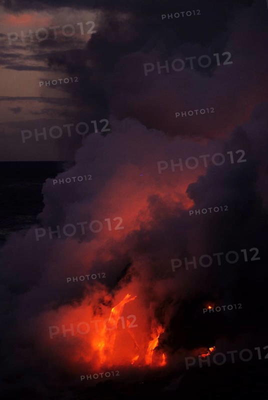 Lava flowing into ocean