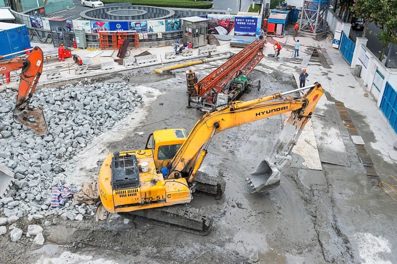 Excavation work in the Pudong financial district
