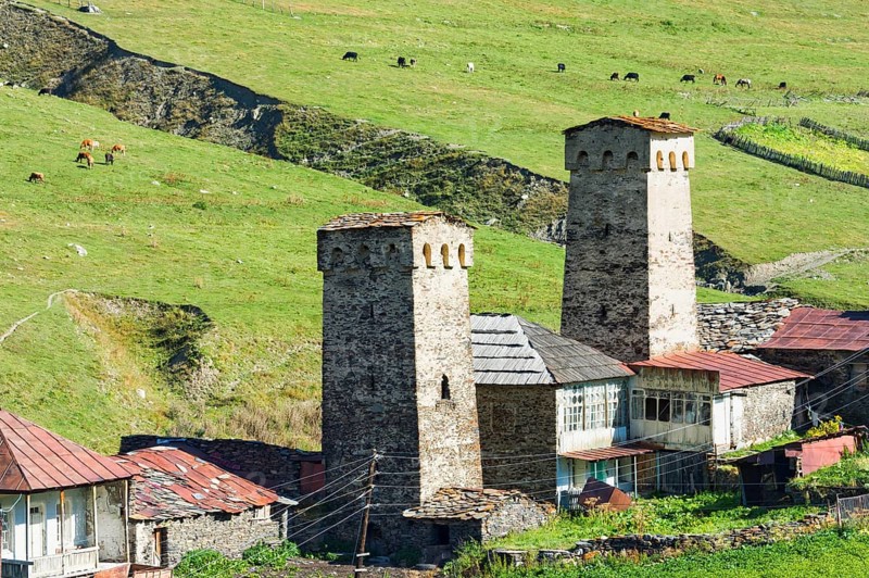 Traditional medieval Svanetian tower houses