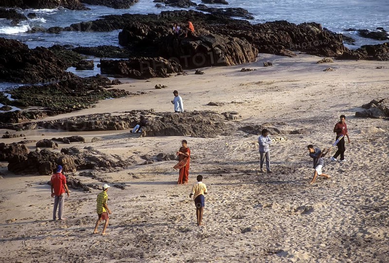 People playing in Tenneti beach in Visakhapatnam or Vizag