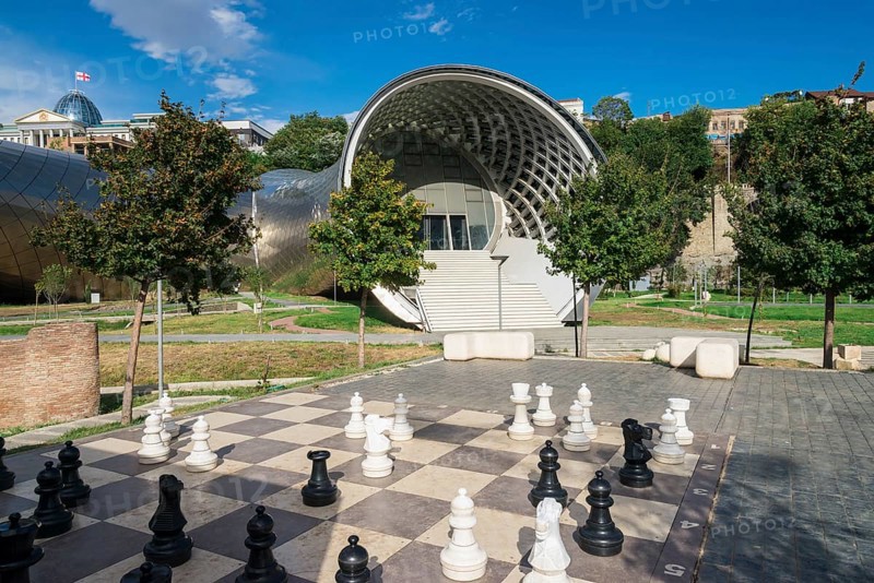 Giant chess game in front of the concert hall and exhibition centre