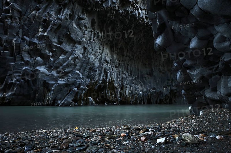 Lava rock in the river park Gole dell' Alcantara