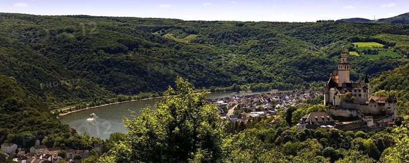 View of the Rhine Valley with Marksburg Castle