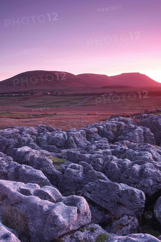 View of Ingleborough at sunset